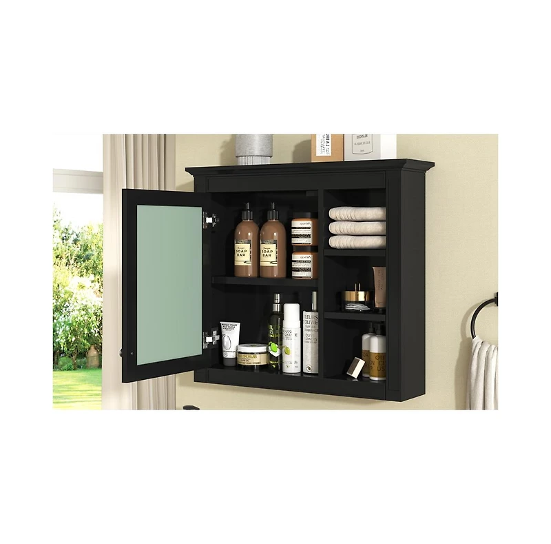 Wall-Mounted Medicine Cabinet with Mirror and Shelves (30" x 28")