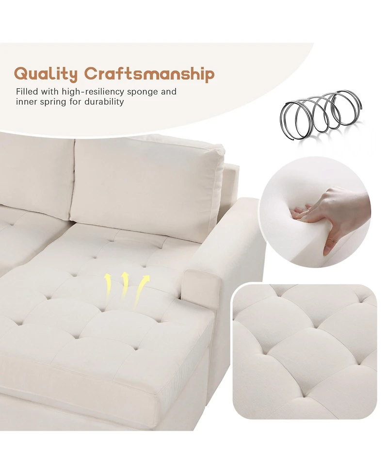 Sectional Sleeper Sofa with Pull-out Bed and Lounge Chair, Usb Type-c Interfaces, Suitable for Living Room, Office, Spacious Spaces