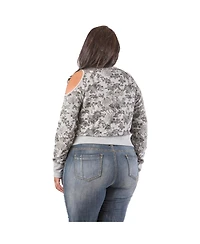 Poetic Justice Plus Size Floral Printed V-Neck Long Sleeve Sweatshirt