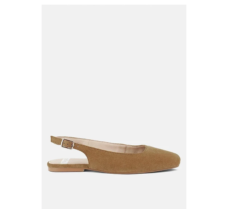Sozani Genuine Suede Leather Slingback Flats