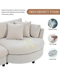 Three Indoor Cushioned Combination Sofas with Pillows and Curved Seat, for Living Room, Study Apartment