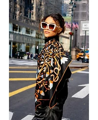 Jessie Zhao New York Double Sided Wool Silk Scarf Of Night's Enchanted Garden