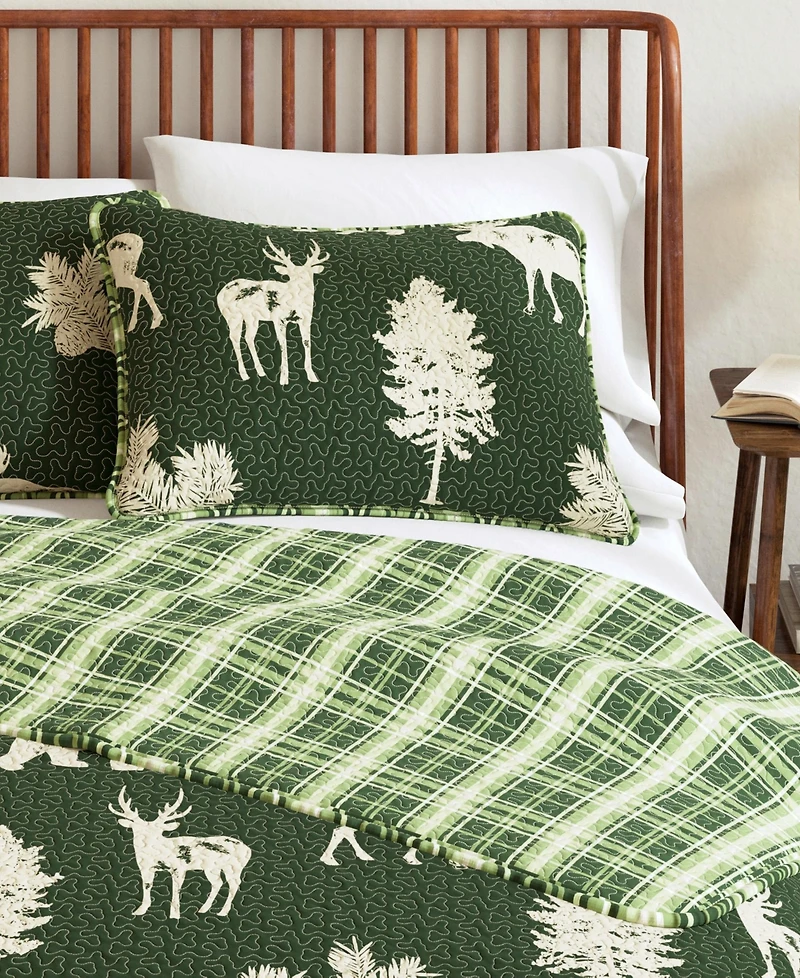 Linery & Co. Deer & Trees Microfiber Quilt Set with Shams