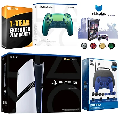 Sony PlayStation 5 Pro with Extra Volcanic Red Controller, Gamer Starter Kit and MightySkins Decal Voucher Plus 1 Year Cps Extended Warranty