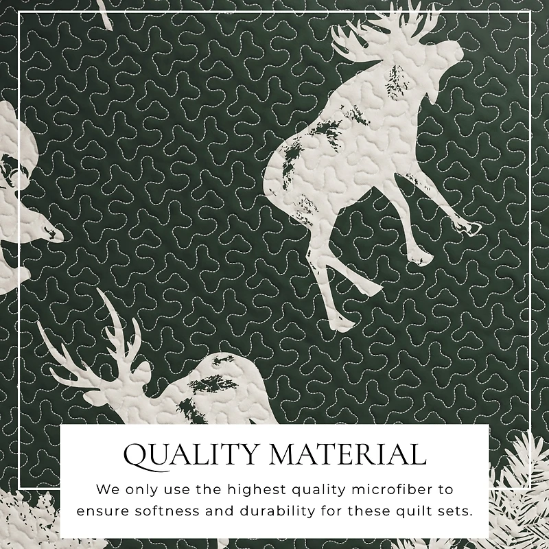 Linery & Co. Deer & Trees Microfiber Quilt Set with Shams
