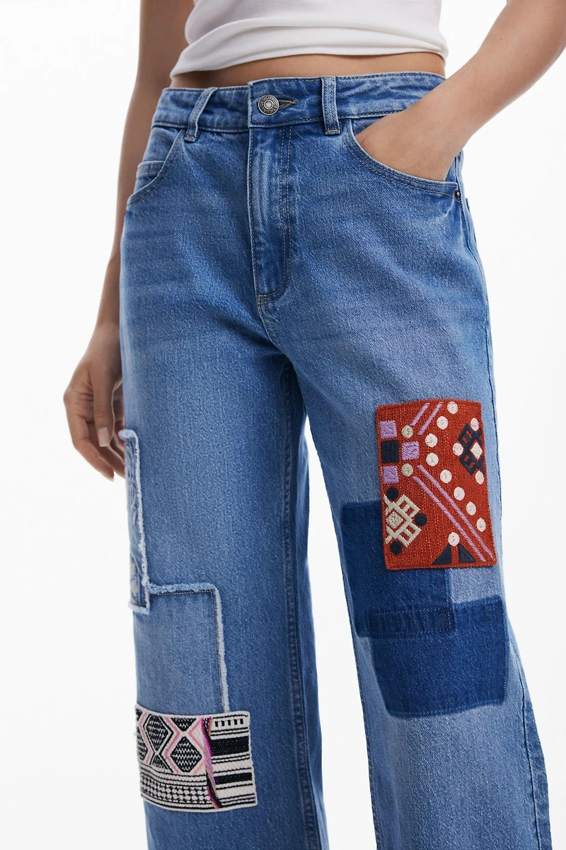 Desigual Women's Straight jeans with patches