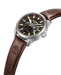 Timberland Men's Automatic Brown Dark Genuine Leather Watch, 44mm