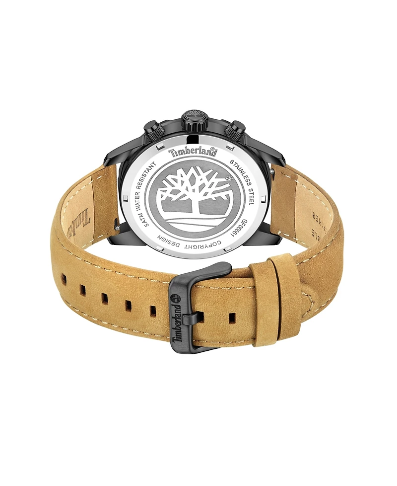 Timberland Men's Dress Sport Tan Genuine Leather Watch, 46mm