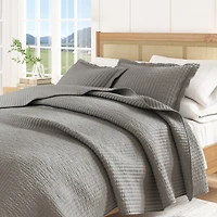 Linery & Co. Detailed Channel Stitch Microfiber Quilt Set With Shams