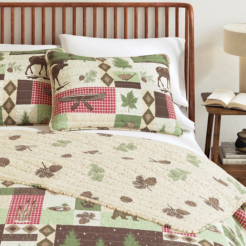 Linery & Co. Wildlife Patchwork Microfiber Quilt Set With Shams