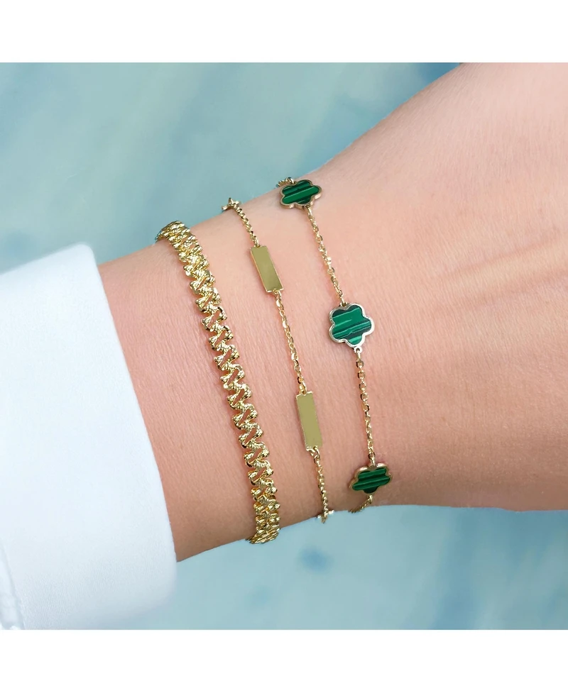 The Lovery Malachite Flower Bracelet 14K Gold