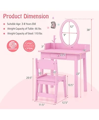 Kids Vanity Set with Lighted Mirror