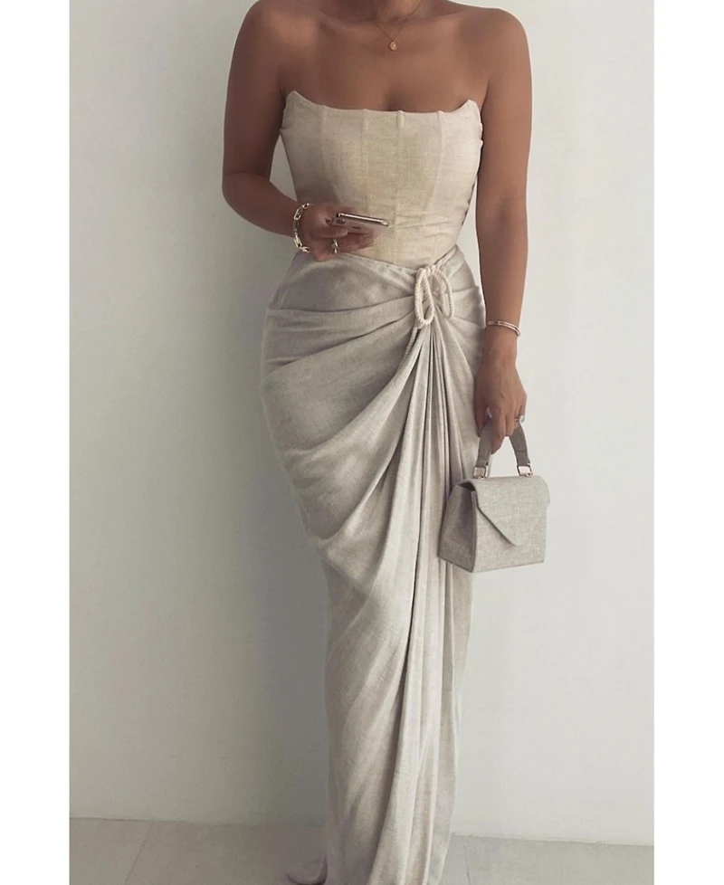 Jluxlabel Women's Noelia Linen Slit Skirt