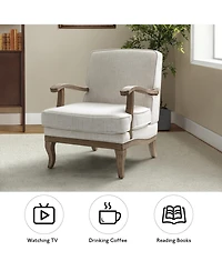 Rinaldo Wooden Upholstered Armchair with Legs