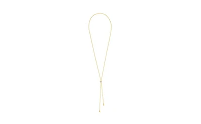 Beaded Chain Lariat Necklace with Cz Accent