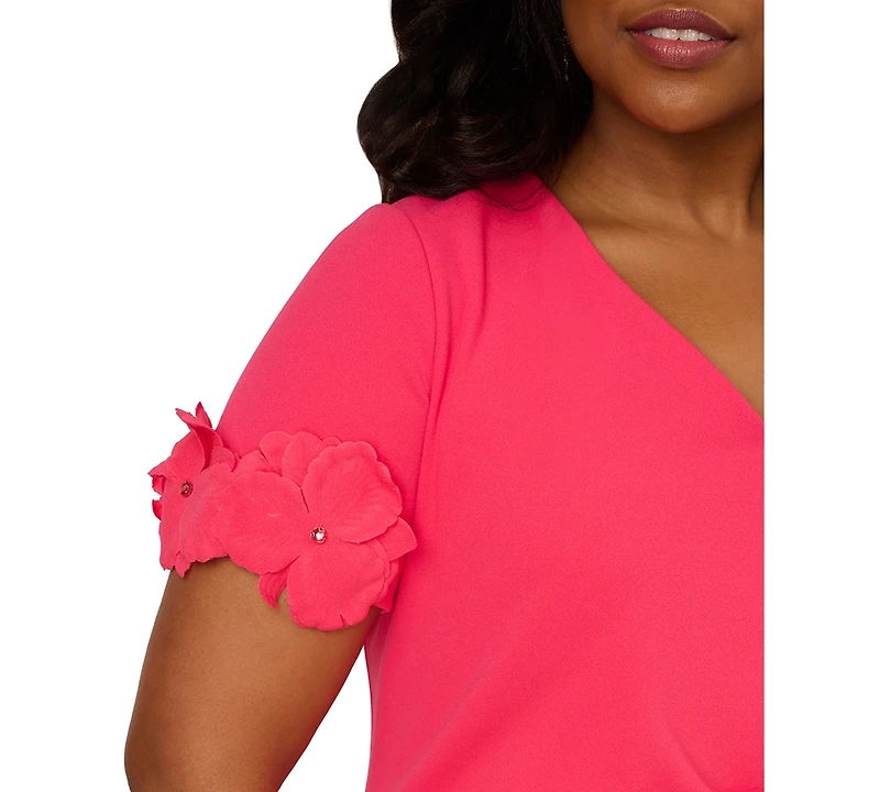 Adrianna Papell Plus Floral Applique Sheath Dress