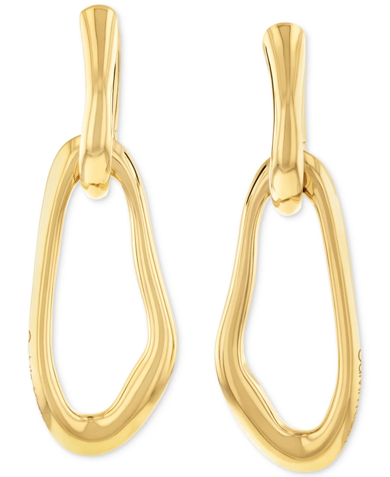 Calvin Klein Gold-Tone Stainless Steel Statement Link Charm Hoop Earrings