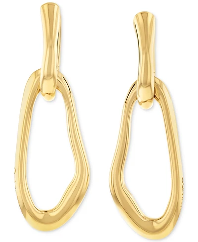 Calvin Klein Gold-Tone Stainless Steel Statement Link Charm Hoop Earrings