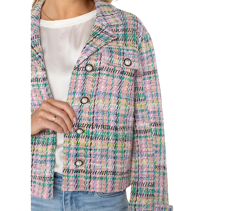 Liverpool Los Angeles Women's Button Front Boxy Plaid Shacket