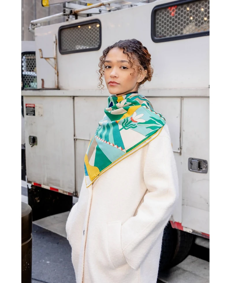 Jessie Zhao New York Double Sided Wool Silk Scarf Of Tropical Breeze