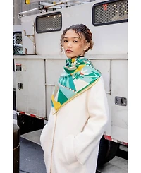 Jessie Zhao New York Double Sided Wool Silk Scarf Of Tropical Breeze