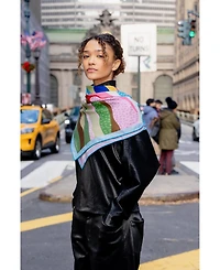 Jessie Zhao New York Double Sided Wool Silk Scarf Of Ocean Breeze
