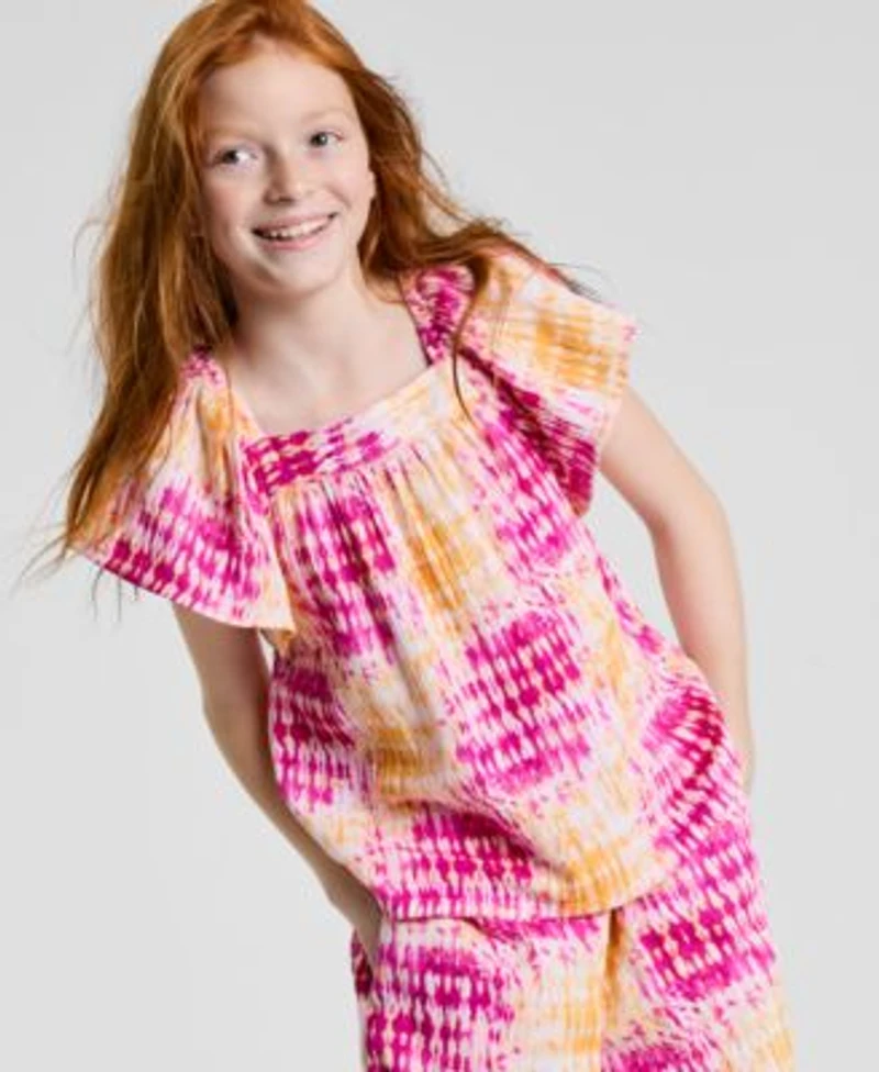 Epic Threads Little Big Girls Coast Dye Flutter Top Wide Leg Cropped Pants Exclusively At Macys