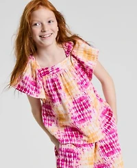 Epic Threads Little Big Girls Coast Dye Flutter Top Wide Leg Cropped Pants Exclusively At Macys
