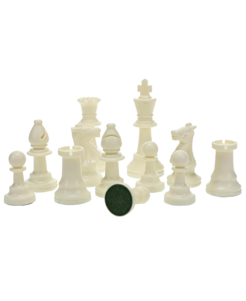 We Games Color Bright Plastic Staunton Tournament Chess Pieces with 3.75 in. King - Half Chess Set of Chess Pieces Only, White