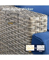 Xizzi Outdoor Patio Furniture Set,6 Pieces Rattan Sectional Set,Outside Coversation Set with Extra Deep Sofa Couch and Solar C