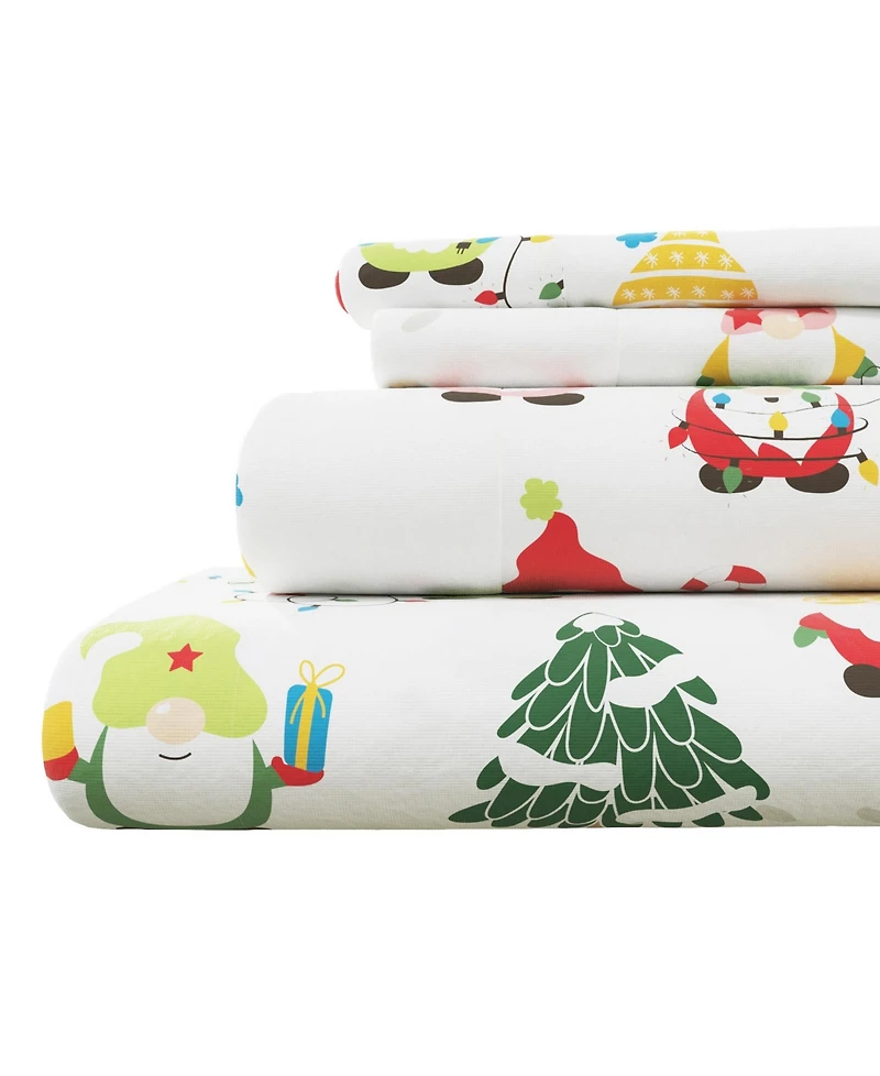 Linery & Co. Ultra-Soft Turkish Cotton Flannel Christmas Print Sheet Set