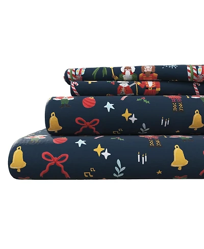 Linery & Co. Ultra-Soft Turkish Cotton Flannel Christmas Print Sheet Set