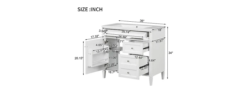 30" Bathroom Vanity with Sink Top, Bathroom Cabinet with Open Storage Shelf and Two Drawers