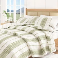 Linery Co. Farmhouse Stripe Microfiber Quilt Set With Shams