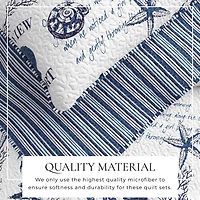 Linery & Co. Navy Nautical Pattern Microfiber Quilt Set With Shams