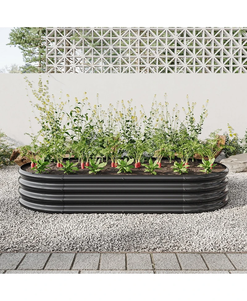 Raised Garden Bed Outdoor, Oval Large Metal Raised Planter Bed for for Plants, Vegetables, and Flowers