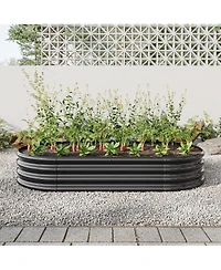 Raised Garden Bed Outdoor, Oval Large Metal Raised Planter Bed for for Plants, Vegetables, and Flowers