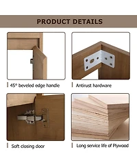 Soft Close Doors Bathroom Vanity With Sink,16 Inch For Small Bathroom