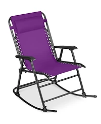 Best Choice Products Folding Outdoor Zero Gravity Rocking Lounge Chair w/ Headrest Pillow
