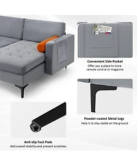 Modular L-shaped 3-Seat Sectional Sofa with Reversible Chaise and 2 Usb Ports