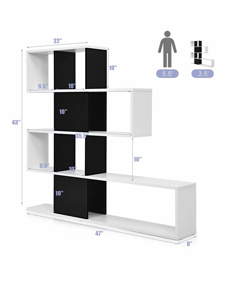 5-Tier Bookshelf Corner Ladder Bookcase with Storage Rack