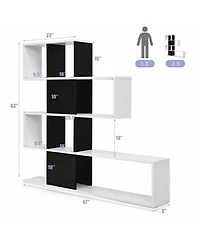 5-Tier Bookshelf Corner Ladder Bookcase with Storage Rack