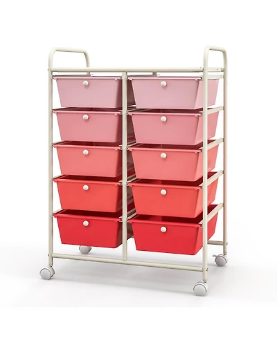 10-Drawer Rolling Storage Cart-Gradient