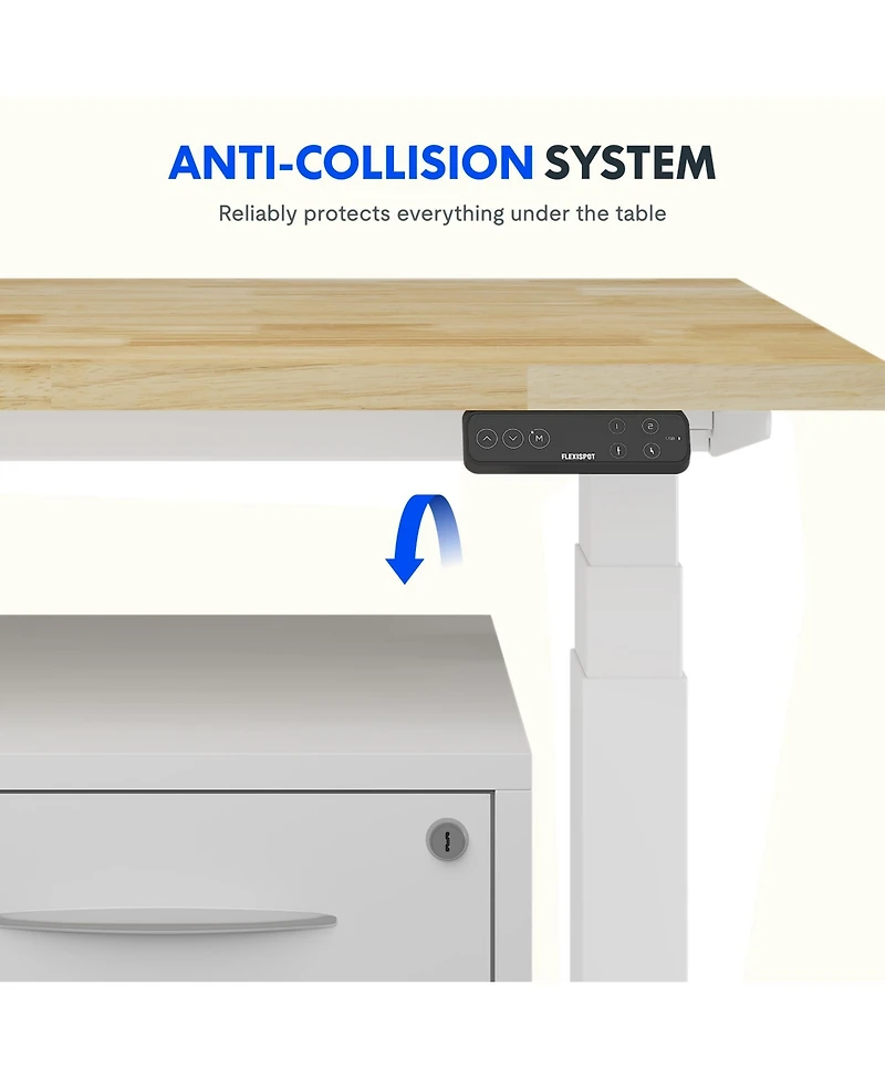 Flexispot E7-commercial 48 W Electric Adjustable Standing Desk, Rubber Wood Top, White Base