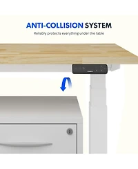 Flexispot E7-commercial 48 W Electric Adjustable Standing Desk, Rubber Wood Top, White Base
