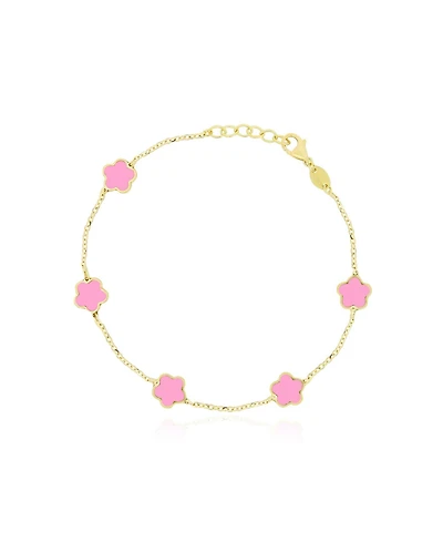 The Lovery Bubblegum Pink Flower Bracelet 14K Gold