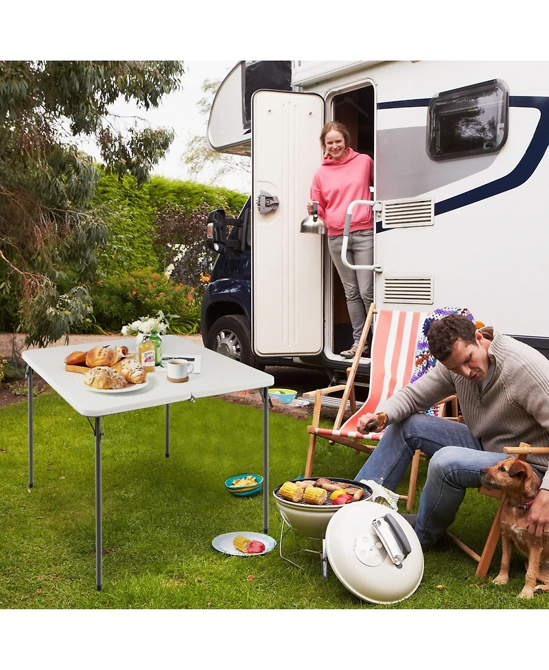 Folding Camping Table with All-Weather Hdpe Tabletop and Rustproof Steel Frame