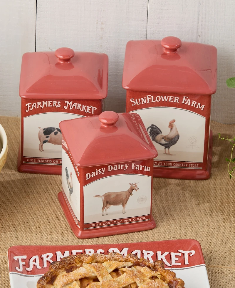 Certified International Vintage Farm Square Canisters, Set of 3