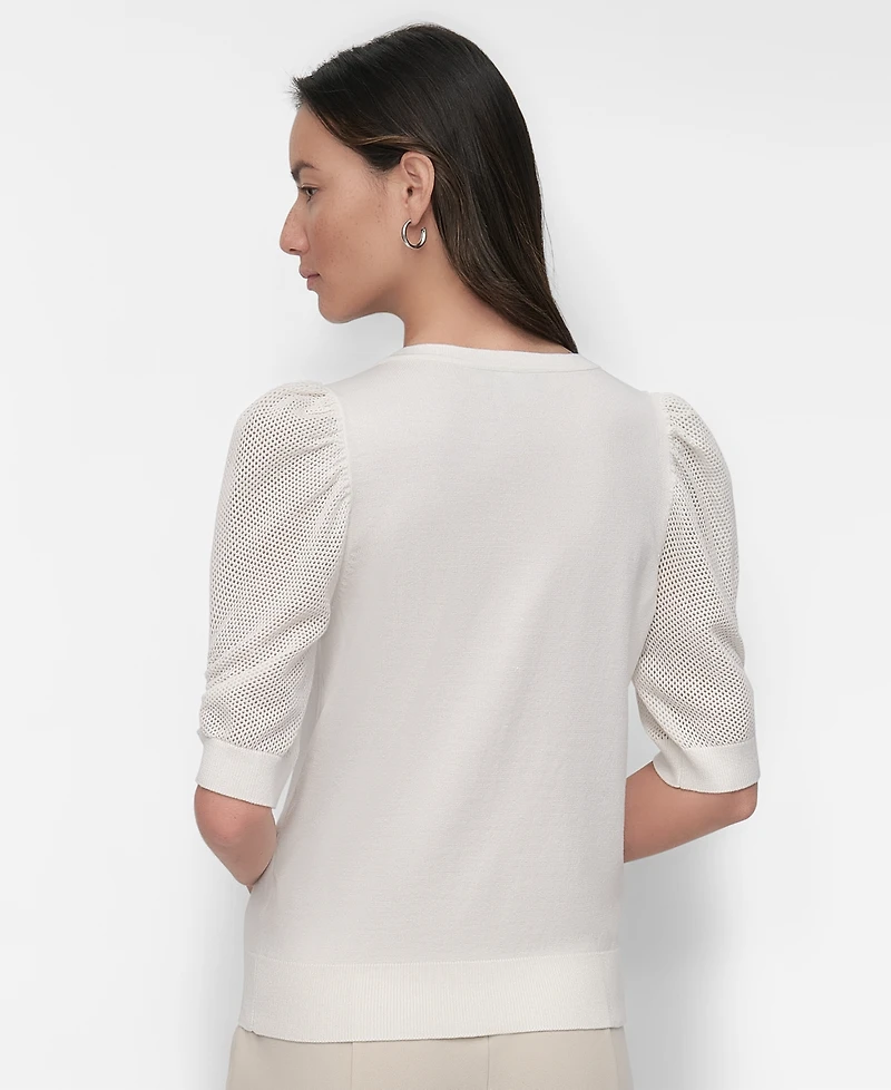 Dkny Women's Puff-Sleeve V-Neck Sweater