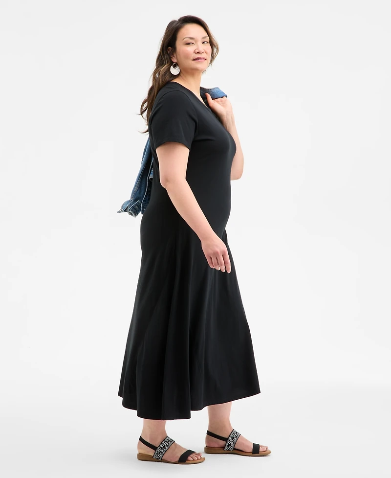 Style & Co Plus Solid Short-Sleeve Maxi Dress, Exclusively at Macy's